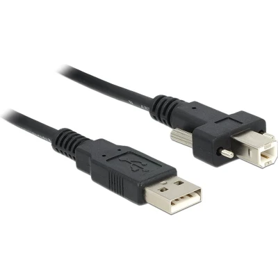 Afbeelding van USB naar B kabel met schroeven USB2.0 tot 2A / zwart 1 meter