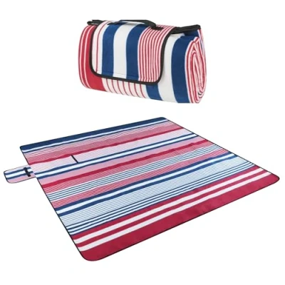 Afbeelding van Reisdeken met aluminium rug, waterdichte picknick deken, warmte geïsoleerde camping zanddicht strand deken draaggreep XXL 200x200cm