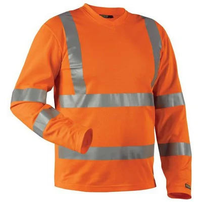 Image de T Shirt manches longues HV col en V orange, matière respirante