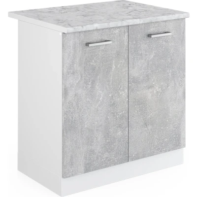 Afbeelding van Vicco Onderkast voor gootsteen R Line, Beton/Wit, 80 cm met deuren, werkblad
