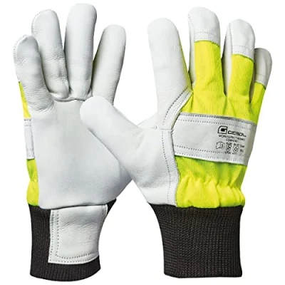 Afbeelding van Gebol Worker Pro Thermo Comfort Werkhandschoenen van leer met koude isolerende voering voor de winter, waterdichte beschermende handschoenen heren, maat XL (maat 10), geel, zwart, wit, 1 paar