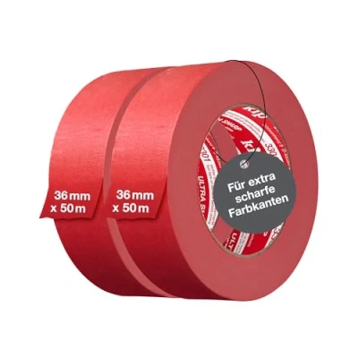 Afbeelding van Kip Tape 3301 Ultra Sharp professionele afplakband, extra scherpe randen voor schilderen en lakken, 36 mm x 50 m, 2 stuks