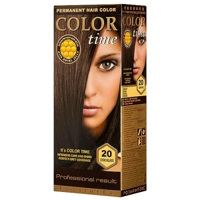 Afbeelding van Colour Time permanente kleurgel, verrijkt met koninginnengelei en vitamine C, haarkleur, kleur 20 chocolade, 100 ml