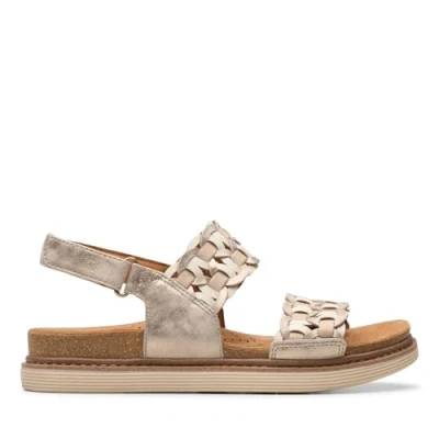 Afbeelding van Clarks Premium Arwell Glide damessandalen, metallic combo, maat 38, combi, 5,5 UK, Metalen combi