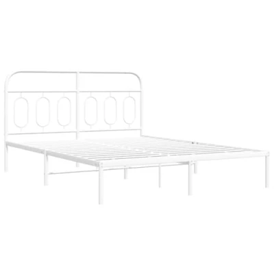 Afbeelding van Bedframe met hoofdbord metaal wit 150x200 cm