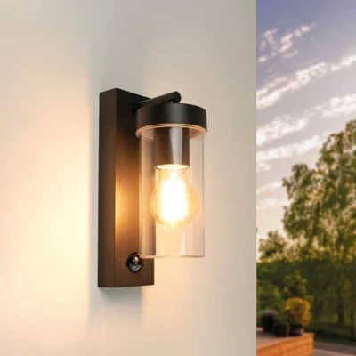 Afbeelding van Ledvion Wandlamp met Senor Zwart, IP44, E27, Zwarte Buiten, LED Wand lamp, Buitenlamp