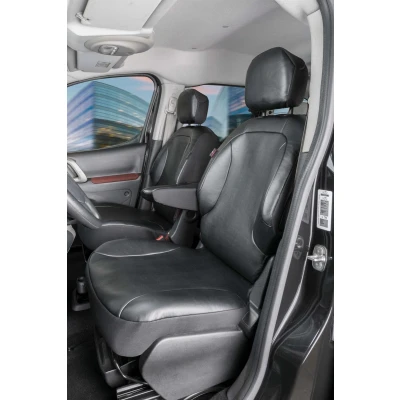 Afbeelding van Autostoelhoes Transporter Fit Kunstleer antraciet geschikt voor Citroen Berlingo, 2 Enkele zetele front