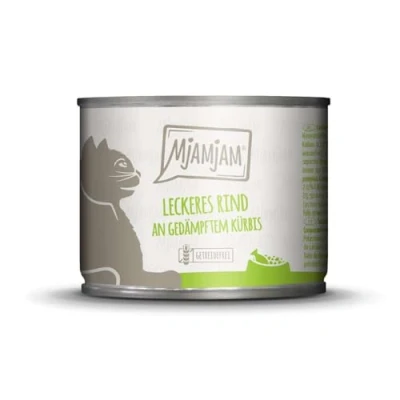 Afbeelding van 6x200g MjAMjAM lekker rund op gestoomde pompoen kattenvoer nat