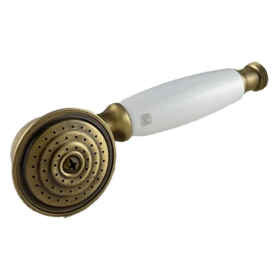 Afbeelding van PB klassieke bronzen handdouche met wit handvat 1208957104