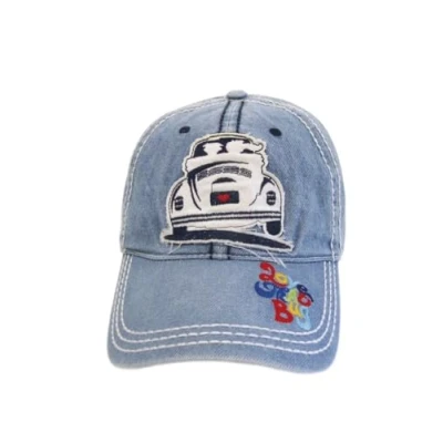 Afbeelding van BRISA VW Collection Volkswagen Combi Bus T1 / Lieveheersbeestje Jeans Baseball Cap Militaire Hat Katoen voor Sport Souvenir/Cadeau idee (Love That Bug/blauw)