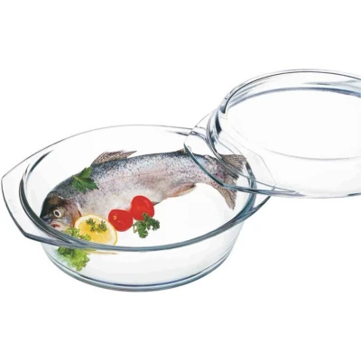 Afbeelding van SIMAX Glassware ronde hittebestendige schaal met deksel, 3,7 l, eenheidsmaat transparant