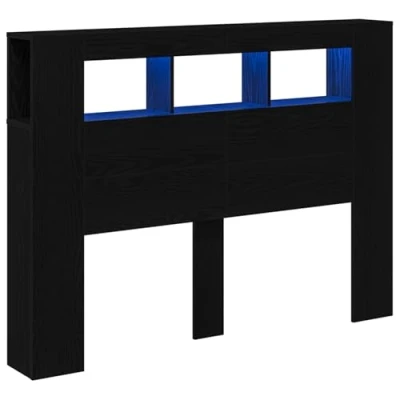 Afbeelding van vidaXL LED Hoofdbord Zwart Eiken Engineered Hout 140 x 18,5 40 cm