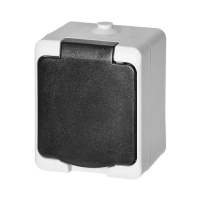 Afbeelding van MIRATIC Elektrisch wandstopcontact, enkel of dubbel stopcontact, waterdicht, met/zonder schakelaar, opbouwstopcontact, voor buiten, Duitse versie Schuko (standaardstekker)