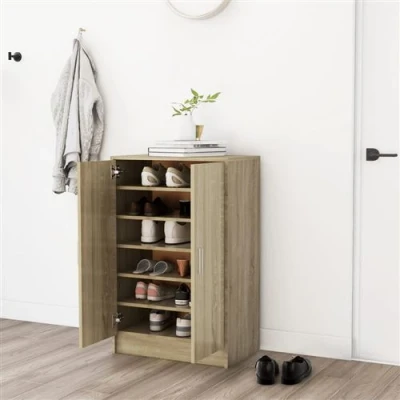 Afbeelding van Schoenenkast 60x35x92 cm spaanplaat sonoma eikenkleurig