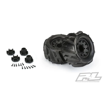 Afbeelding van Dumont 2.8 Sand/Snow Tires Mounted for Stampede 2wd &amp; 4wd Front and Rear, on Raid Black 6x30 Removable 12mm Hex Wheels