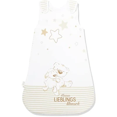 Afbeelding van Herding Baby Best slaapzak voor baby&#039;s, motief kleine lievelingsmensch, 110 cm, ritssluiting aan de zijkant en drukknopen, wit