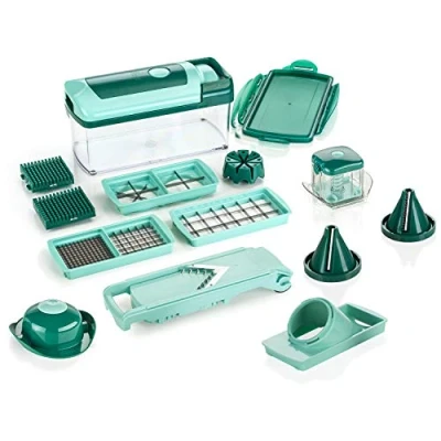 Afbeelding van Genius Nicer Dicer Fusion Julietti 16 delig snijmachine met snijmachine, 26,5 x 11,5 14,5 cm, mintgroen
