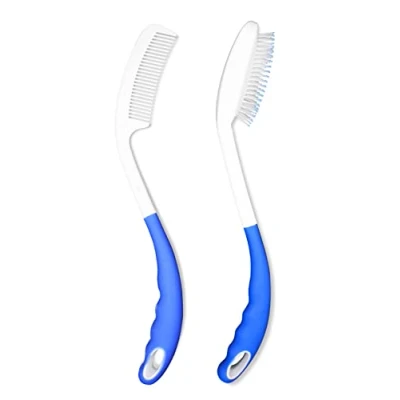 Afbeelding van KMINA Haarborstel met lange steel en kam (verpakking), ergonomische haarborstel, steel, voor ouderen, haarhulp, mobiliteitsaccessoires