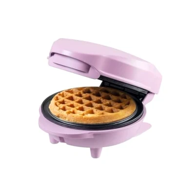 Afbeelding van Bestron Mini wafelijzer voor klassieke wafels, met antiaanbaklaag, kinderfeestjes, Familiefeest, Pasen of Kerst, Kleur: Mat Roze