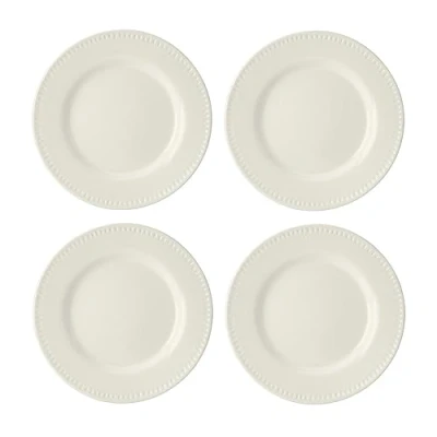 Afbeelding van Mikasa Cranborne 4 delige bijbordenset, servies voor 4, set van crèmekleurige aardewerken bijborden, 21 cm ronde bijborden magnetron en vaatwasmachinebestendig