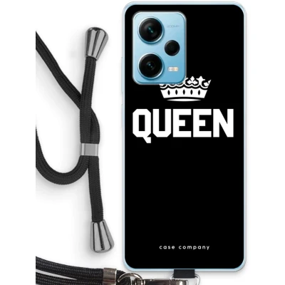 Afbeelding van Case Company® hoesje met Koord geschikt voor Xiaomi Redmi Note 12 Pro Plus Queen Zwart Telefoonhoesje Bescherming aan alle Kanten en Over de Schermrand