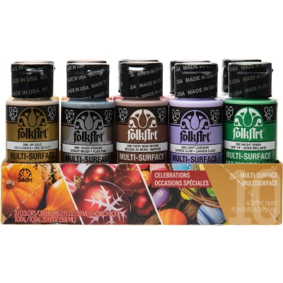 Afbeelding van FolkArt verf set Multi surface 10 colors Celebration