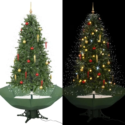 Afbeelding van Kerstboom sneeuwend met paraplubasis 190 cm groen