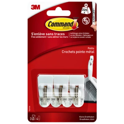 Afbeelding van Command Kleine Draadhaken, Blister Met 3 Haken En 4 Strips Klevende Haak