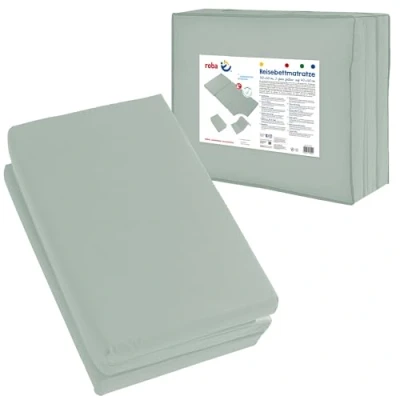 Afbeelding van roba Matelas de voyage, « Style », 60 x 120 cm, pliable, pour bébés et enfants, lit voyage bébé, avec sac transport, vert givré
