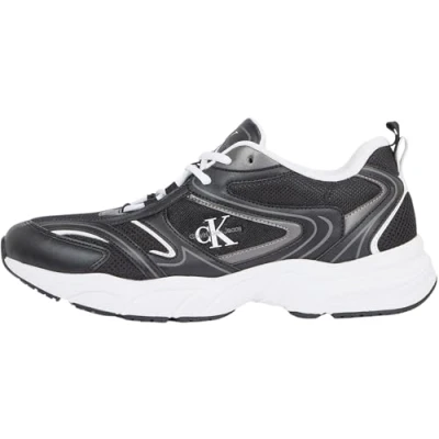 Afbeelding van Calvin Klein Jeans Retro tennis mesh Ml Ym0ym01260 Sneakers voor heren, zwart, glanzend wit