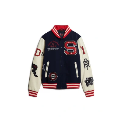 Afbeelding van Superdry College Varsity Patched Bomberjacks, Heren, Maat: XXL, Atlantic navy