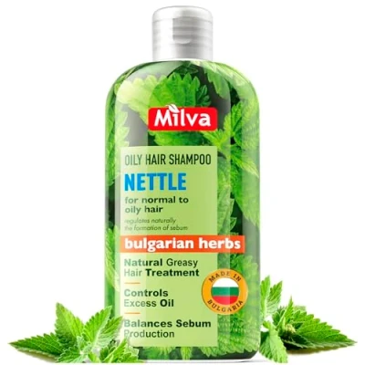 Afbeelding van Milva Brandnetelshampoo voor vettig haar, 200 ml, natuurlijke shampoo olie reducerende en anti roos shampoo, verzorging volumeshampoo