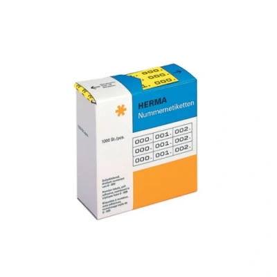 Afbeelding van HERMA 4801 Nummeretiketten 3 voud zelfklevend 10x22 mm geel/zwart