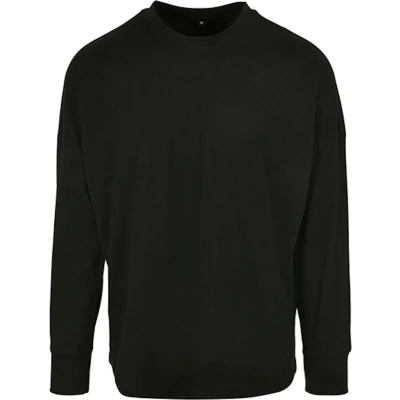 Afbeelding van Oversized herenshirt &#039;Cut Longsleeve&#039; met ronde hals Black XS