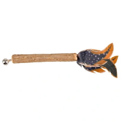 Afbeelding van Flamingo Jungle Stokje Met Bel Kattenspeelgoed 50x20x220 mm Bruin Beige Blauw