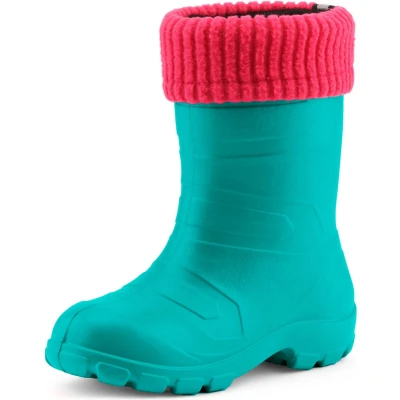 Afbeelding van Ladeheid Kinder Regenlaarzen Rubber met Binnenschoen EVA Wasbare LA LMG 845 AspenKids Turquoise/roze 35