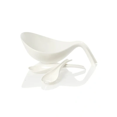 Afbeelding van Villeroy &amp; Boch Flow Saladeschaal Met Opschepbestek Gebroken Wit