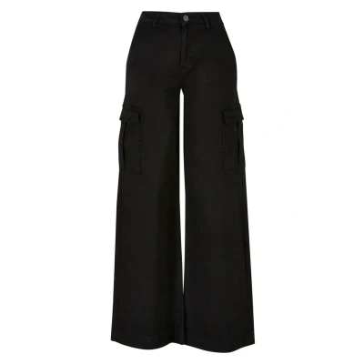 Afbeelding van Urban Classics WIDE LEG Twill Cargobroek, Dames, Maat: 34, Black