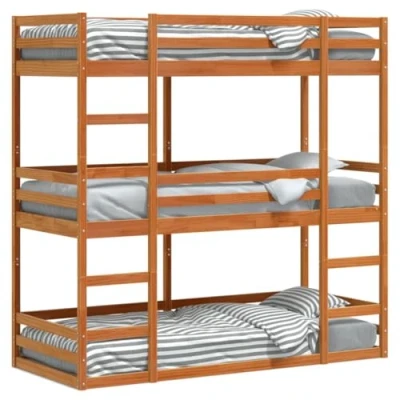 Afbeelding van vidaXL Stapelbed 3 persoons massief grenenhout wasbruin 80x200 cm