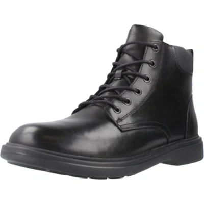 Afbeelding van Geox Veterboots, Heren, Maat: 43, Black Leer en imitatieleer