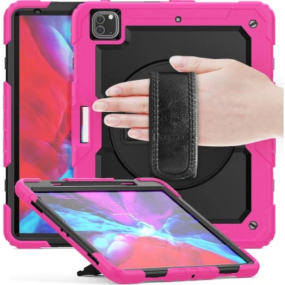 Afbeelding van Casecentive Handstrap Pro Hardcase met handvat iPad 12.9&quot; 2022 / 2021 2020 2018 roze