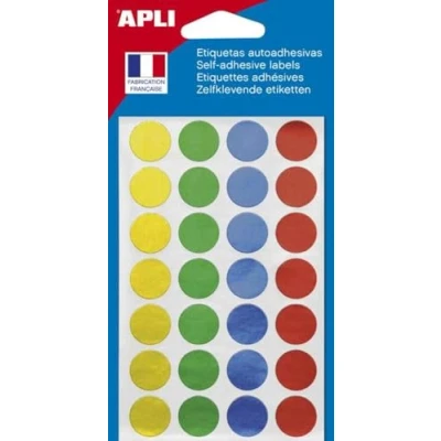 Image de Gommettes Auto Adhésives 15Mm 168 Étiquettes Assortiment Métallisé Apli