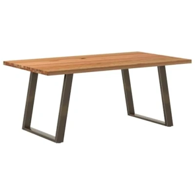 Afbeelding van vidaXL Eettafel rechthoekig 180x100x74 cm massief eikenhout lichtbruin