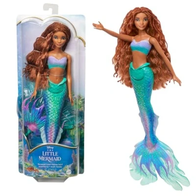 Image de Mattel Princesses Disney Poupée La Petite sirène Ariel Posable avec tenue Signature, cheveux longs et queue de couleur, inspiré du film Disney, Jouet Enfant, Dès 3 ans, HLX08