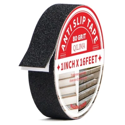 Afbeelding van QILIMA Zwarte antislipband met hoge tractie 25 mm x 5 m Antislip plakband Voor trappen, treden, hellingen, bruggen, trottoirs
