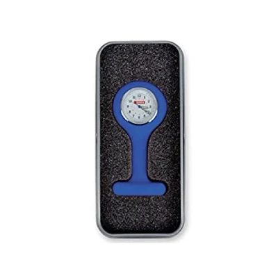 Afbeelding van Gima Voedingshorloge van siliconen, ronde wijzerplaat, blauw, in aluminium doos