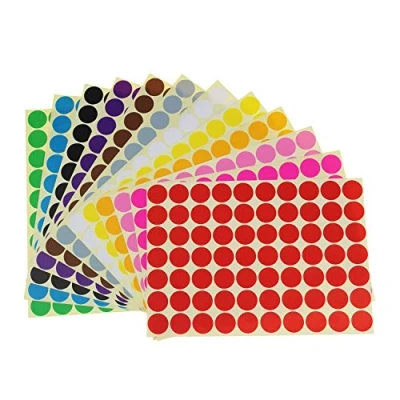 Afbeelding van 1440 stuks ronde stippelstickers gekleurde etiketten 16 mm kleuren/vel kleurcode