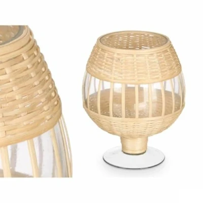Afbeelding van Kaarshouder GiftDecor SG 30540 Transparant Natuurlijk Glas Rotan 18 x 22 cm (6 Stuks)