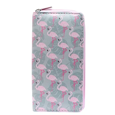Afbeelding van DonDon Portemonnee voor dames en meisjes met ritssluiting, eenhoorns flamingo&#039;s, roze één maat, Flamingo&#039;s., Modieus