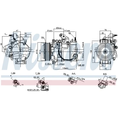Afbeelding van NISSENS 890816 AC Compressor CSE617 12 PAG 46 R 134a